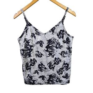 Maurices Black and Gray Velvet Floral Cami Top Size Small